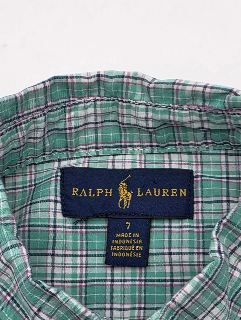 Ralph Lauren boys' green plaid button down shirt size 7